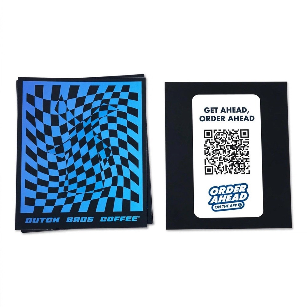 Dutch Bros Coffee stickers from April 2026 Glow in the Dark Blue/Black